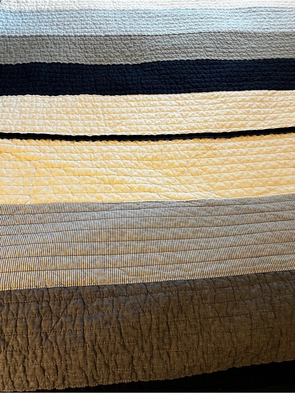 Twin striped quilted coverlet/bedspread